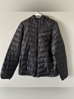 Marmot Black Hooded Packable Puffer Jacket